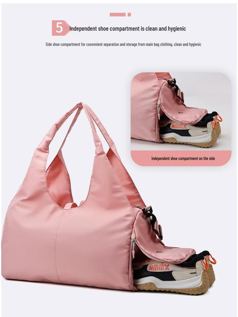 Large Capacity Women's Yoga Fitness Bag - Oxford Cloth Shoulder Bag with Shoe Compartment, Lightweight for Travel.