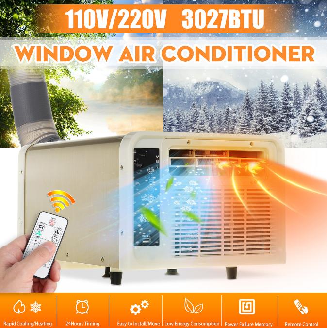 24 Hours 110V/220V Timer Cooling Heating Cold/Heat Air Conditioning Box Cooler Dehumidifier Free Pipe Gift Portable Window Air Conditioner