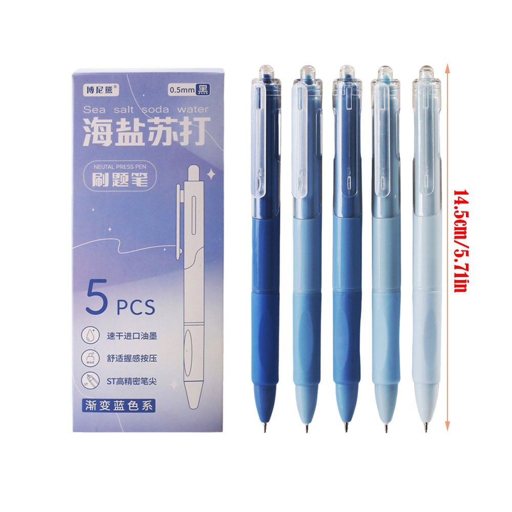 5PCS New Soft Grip Gel Pen 0.5mm Quick Drying Black Pen Ballpoint Pen Writing Tool