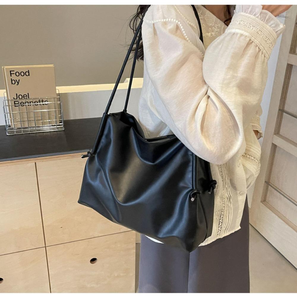 

High Capacity Shoulder Bag PU Cosmetic Bag Fashion Commuting Bag Female бежевий