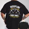 DISCIPLINE Hardcore Fitness Graphic Motorcycle T-Shirt Back Print Men's Short Sleeve O-neck Sum