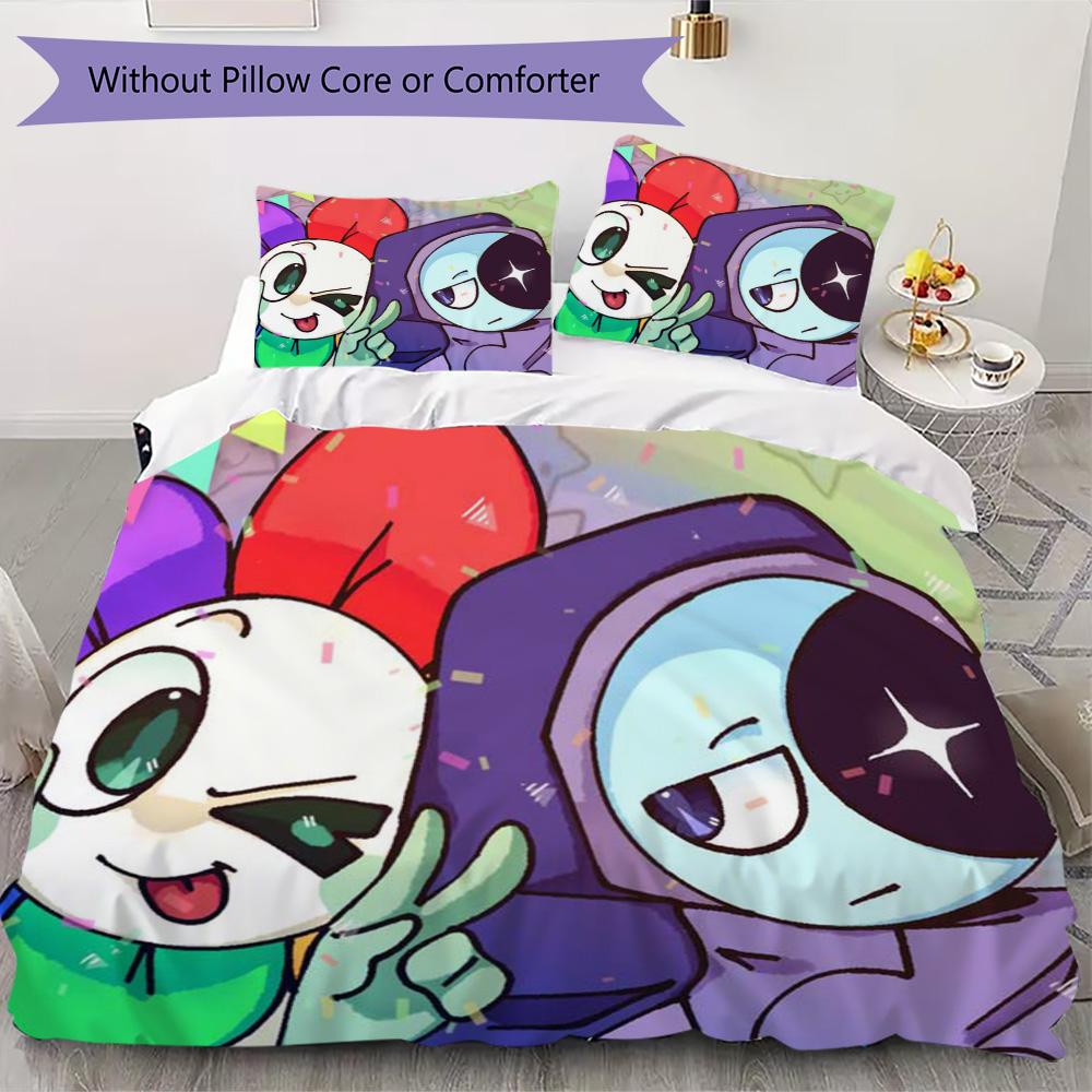 Dandy's World Cartoon Game Pattern Bedding,Quilt Set Quilt Cover Pillowcase Home Birthday Gift (1*duvet Cover+2*pillowcase,without core)ZSJT0917001