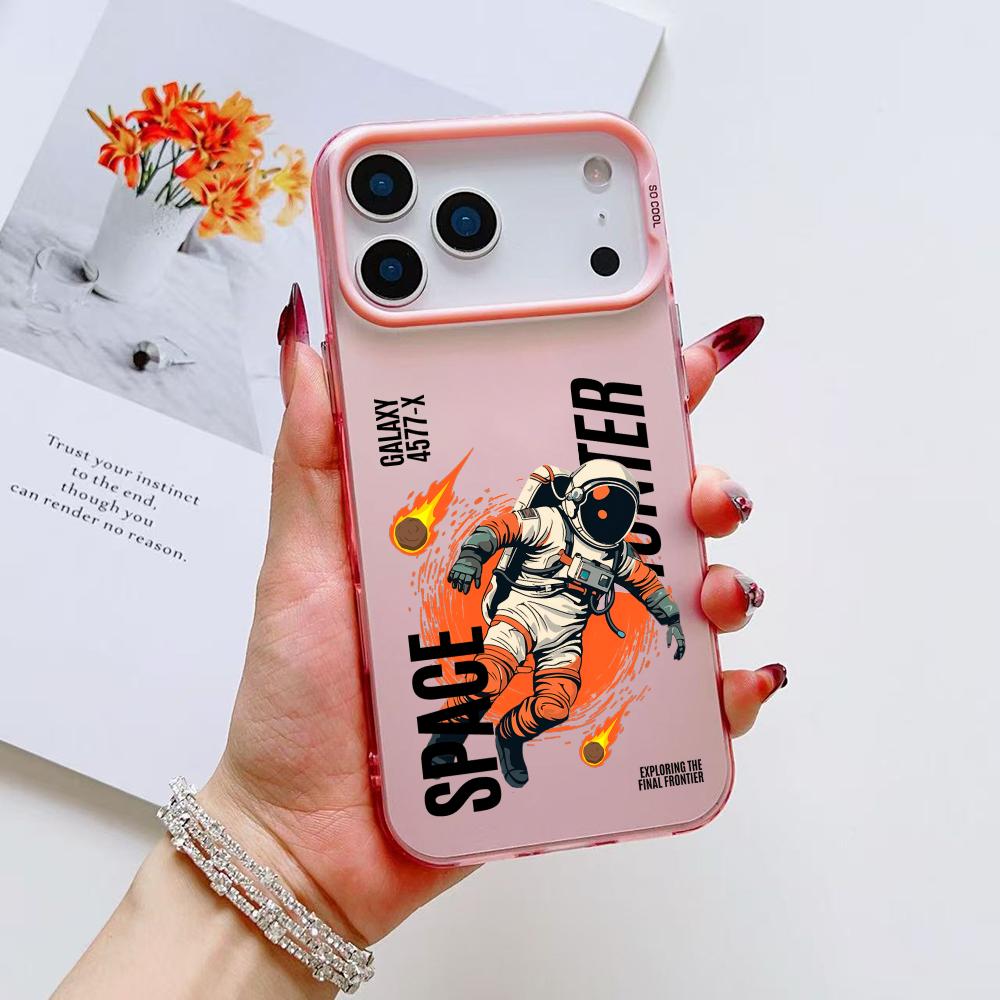Cool Astronaut Cartoon Phone Case For iPhone 17 16 15 14 13 12 11 Pro Max Air Matte Laser Aurora Shockproof Funda