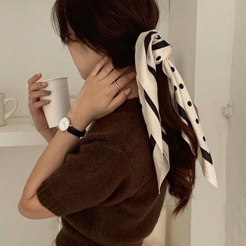 New Spring Square Neck Scarf Women Bandana Hair Band Design Print Dot Female Foulard Headband Shawl Wrap Neckerchief