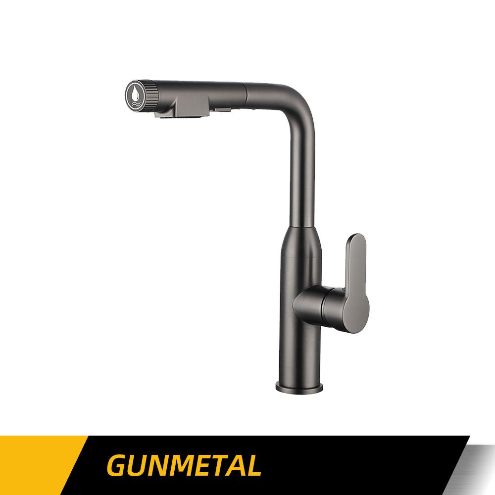 

Смеситель для кухни, смеситель для мойки из бронзы, поворотный на 360 градусов, с одной ручкой, выдвижной, 2-ходовой, с распылителем, для горячей и холодной воды