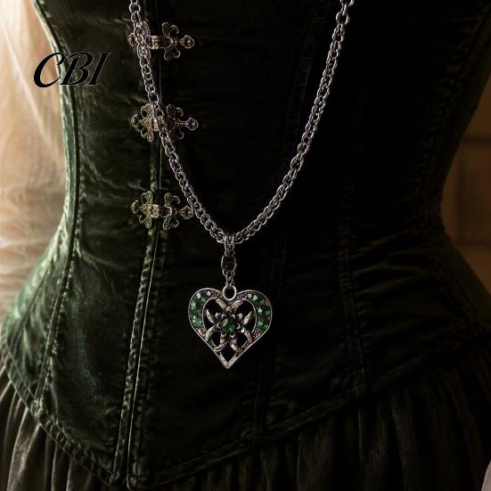 Zierliche Anhängerkette Herz Halskette für Damen, Bayerische Strass Sexy Brust Extra Lange Halskette, Vintage Oktoberfest Korsett Schmuck Zubehör