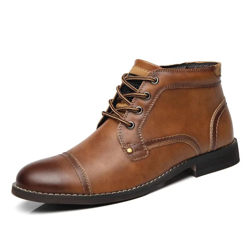 Handcraft Retro Men Leather Boots 2024 New Autumn Men Shoes Big Size 38 46 Casual British Basic Men Western Boots
