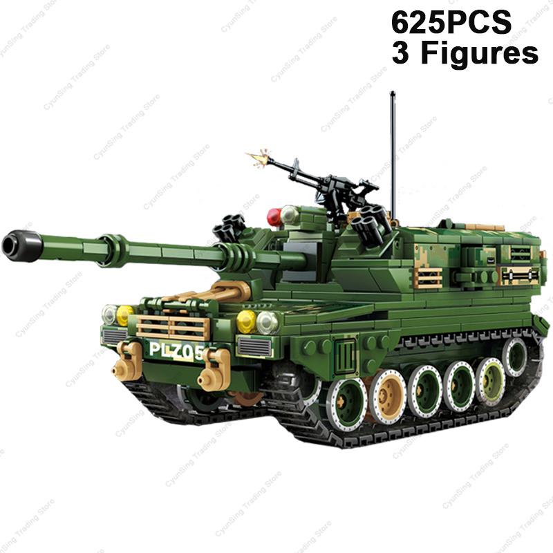 WW2 Military Model PLZ-05 Self-propelled Howitzer Tank Desktop Decoration Collection Ornaments Building Blocks Christmas Toys