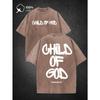 Loose Casual Style Men's T-shirt | Print "Child of God" PSALM 23 Religious Belief Theme, Short Sleeve, Crew Neck, All-season, Trendy Daily Wear