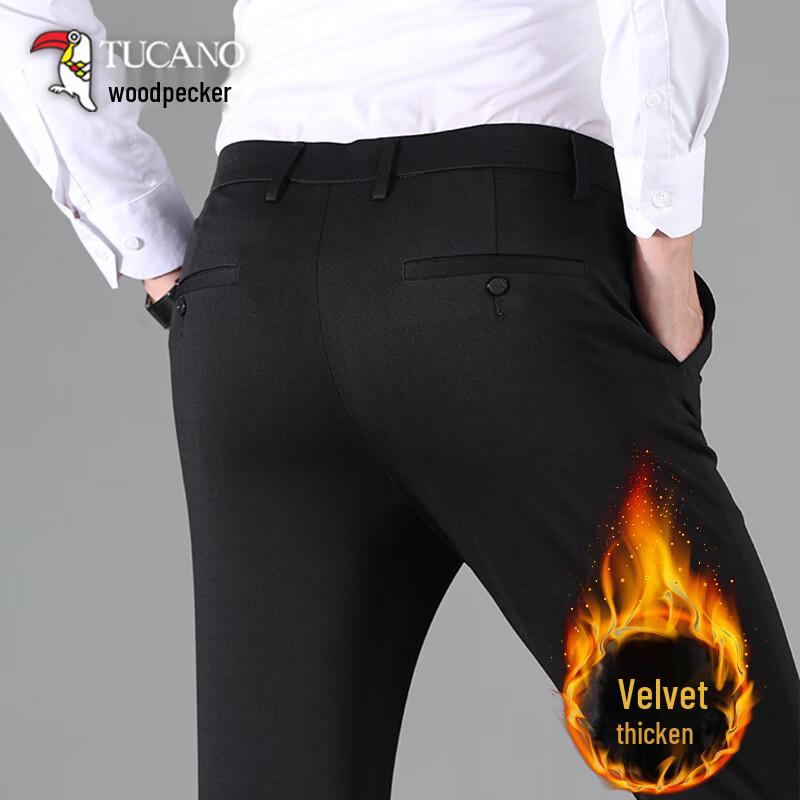 TUCANO Men's Warm Straight Fit Business Casual Pants