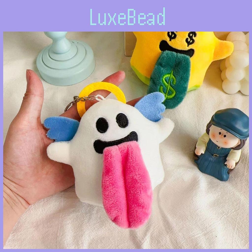 Halloween Cute Large Tongue Angel Ghost Plush Pendant For Kids And Teen Gifts