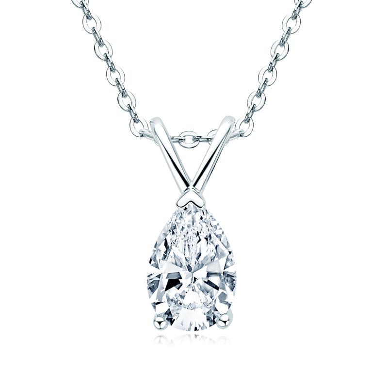 Custom Elegant and Luxurious 925 Sterling Silver Zircon Moissanite Pendant Necklace Simple and Fashionable Pear Shaped Jewelry