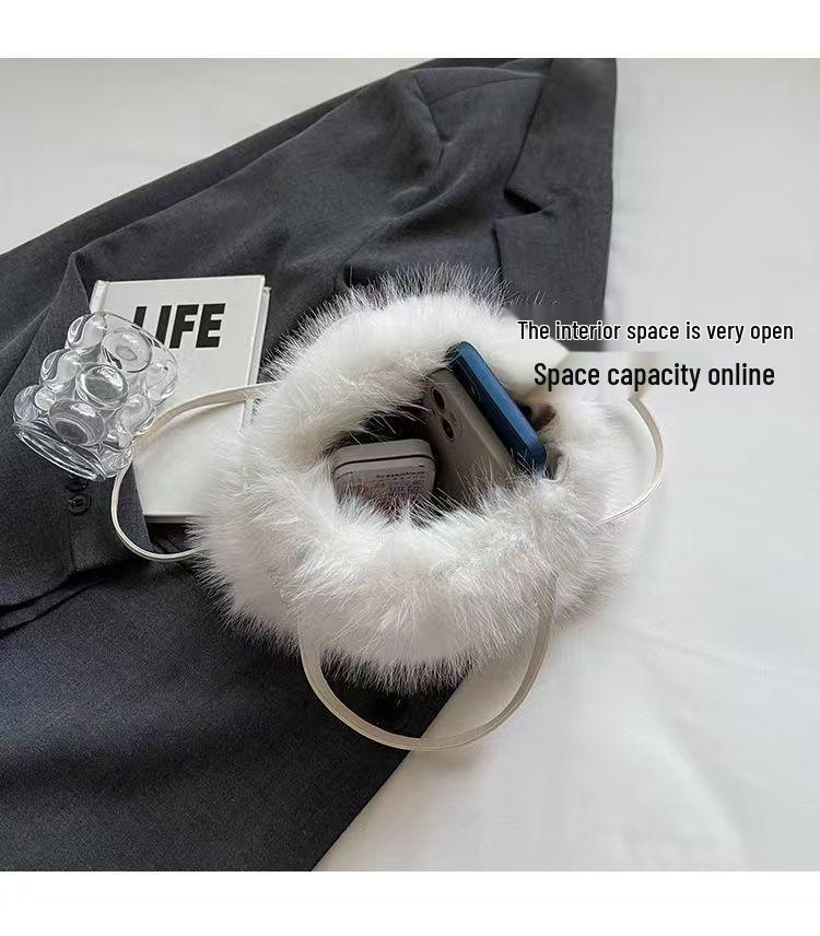 Geantă de mână pufoasă cu perle - Geantă crossbody de damă la modă primăvară/vară 2025