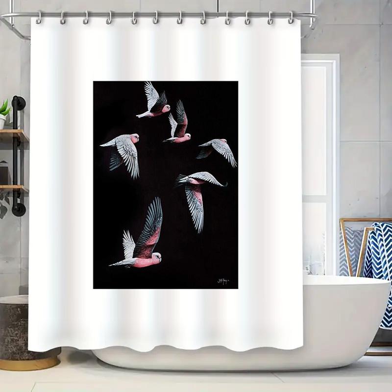 

Floral Bird Shower Curtain Botanical Pattern Bathroom Decor Nature Theme Waterproof Fabric Liner Vintage Country Chic Home Accen 90x180cm