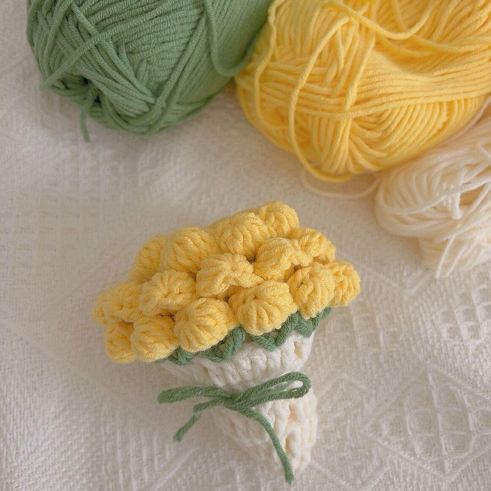 Hand-knitted Rose Bouquet Coasters Round Flower Platemat Home Dining Table Decor