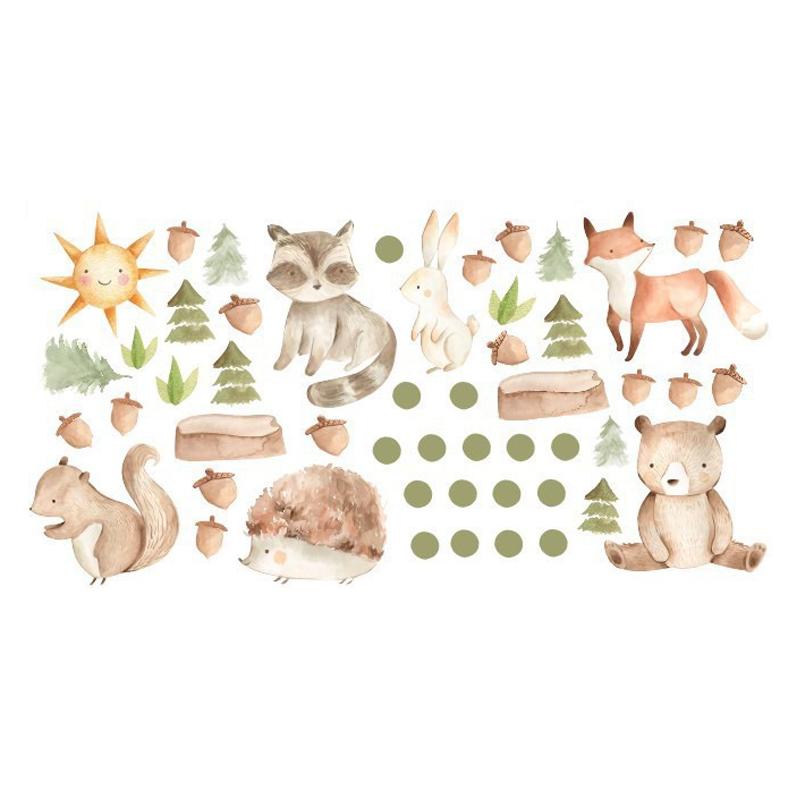 

Cute Bear Fox Wall Stickers Jungle Animals Wall Decors for Kids Room,Bedroom,Playroom (without EN71 Certification) 53*27CM Type A