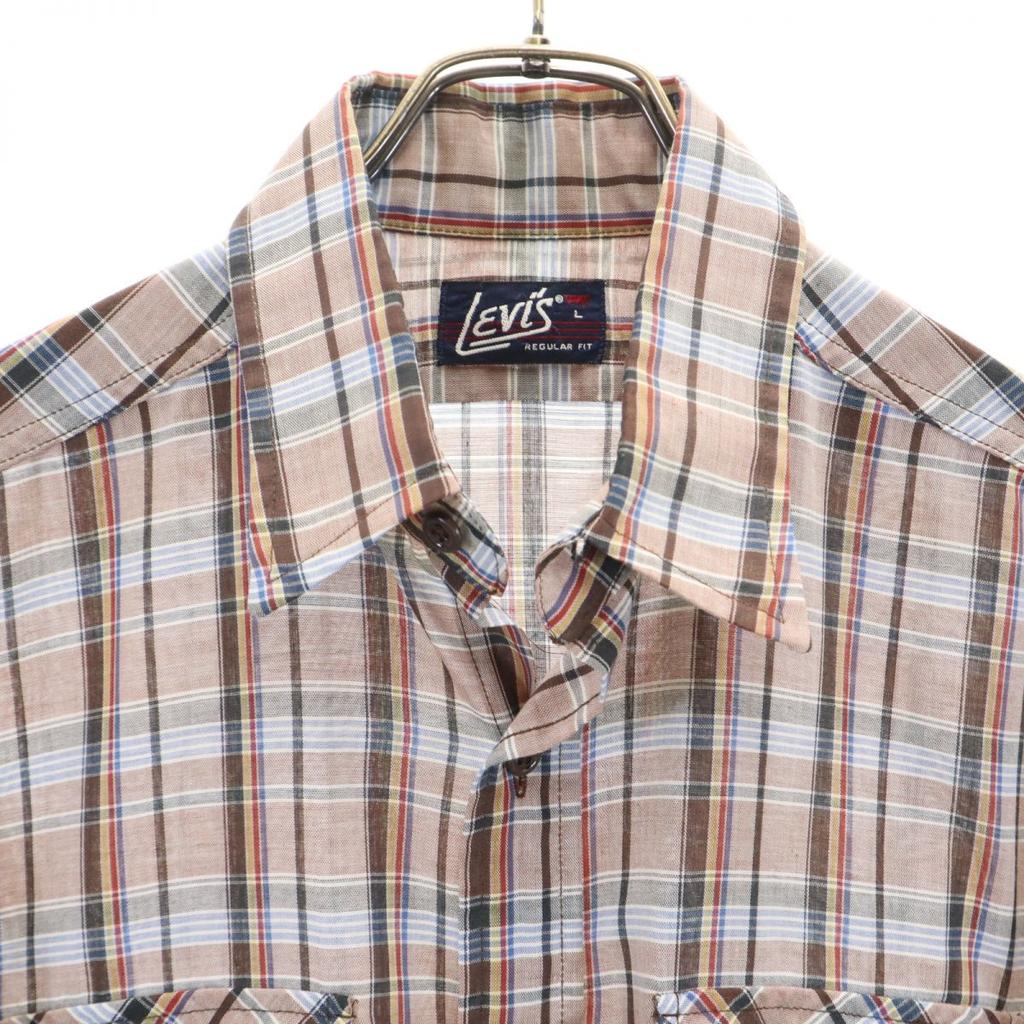 Levi's 70s Vintage Check Pattern Long Sleeve Shirt Brown Men's Used
