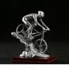 Resin Handicrafts Realistic Figure Sculpture Mountain Bike Silver Sportsman Cycling Figurine Home Decoration Accessories