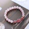 Natural Pink Crystal Bracelet for Women, Cute Strawberry Crystal Bracelet Jewelry Gift