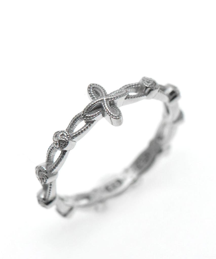 Vivus Rosette White Gold Silver Ring