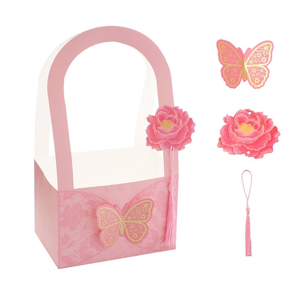3pcs Portable Butterfly Flower Arrangement Box Paper Bouquet Wrapping Box  Valentine's Day Gift