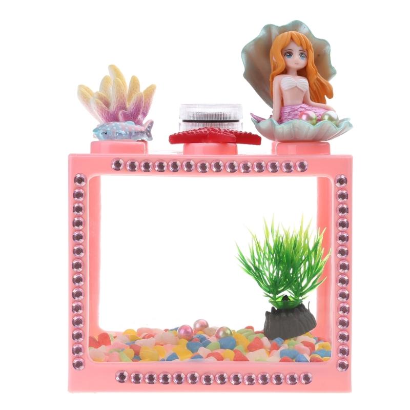 Betta Fish for Tank DIY Plastic Fish Bowls Mini Aquarium Transparent Fish Keeper Feeding Box for Turtle Pet Fish Starter