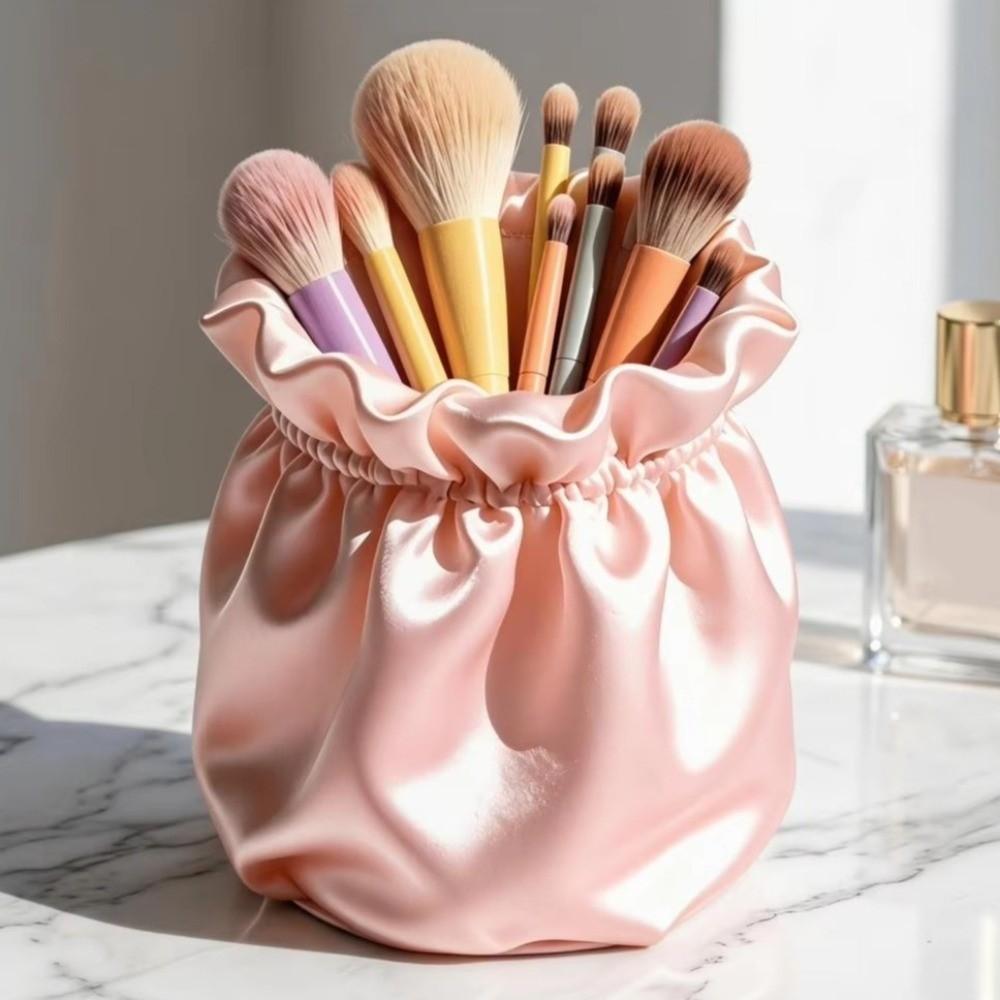 Soft Pink Desktop Organizer Bucket 3D Printed Storage Container Makeup Brush Holder  Home Office