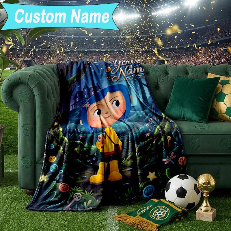 Custom Name Blanket Mystery Coraline's World Blanket Bedding Blanket for Travel, Camping, Living Rooms, Offices, Sofas, Fan Christmas gift