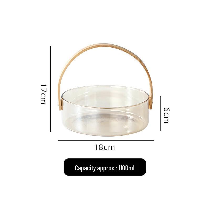 Qianxing Glass Portable Serving Bucket with Bamboo Handle