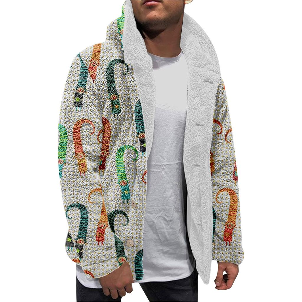 Men'S Winter Zipper Hooded Fleece Sweatshirt With Patch Pocket Casual Jacket