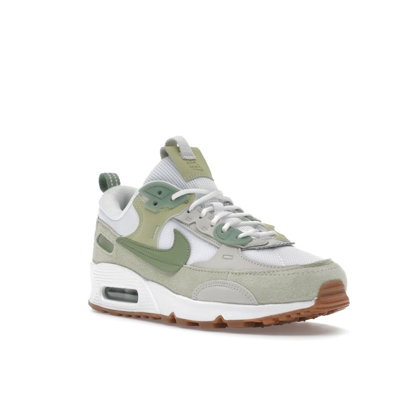 Nike Air Max 90 Futura White Olive Aura Women Sneakers Gum-Medium-Brown Oil-Green HF5052-100