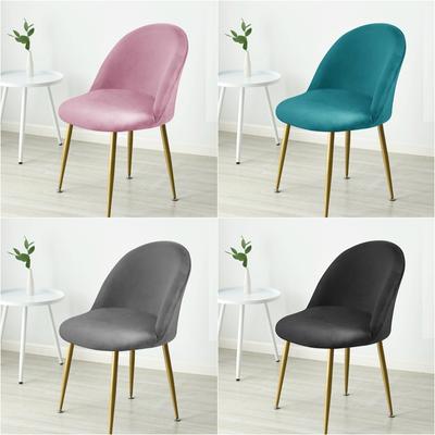 Rosa Samt Entenschnabel Stuhlbezug Einfarbig Hocker Akzent Niedrige Rückenlehne Esszimmer Make-Up Stuhlbezug Elastische Balkon Sitzbezug Hause