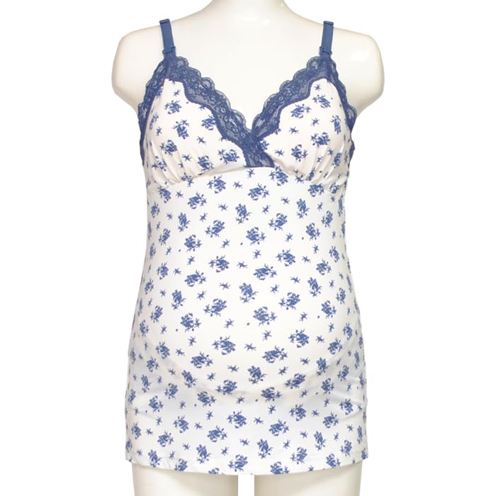 Mamiruna Lace Nursing Camisole with Navy Floral 832726 Women's Cups, Print,