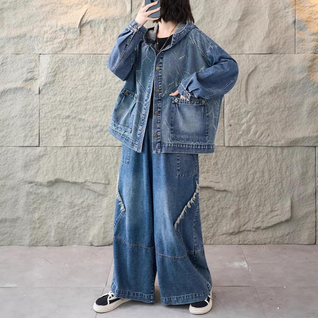 Spring 2026 Women's Denim Hooded Cardigan: Versatile, Casual, Plus Size