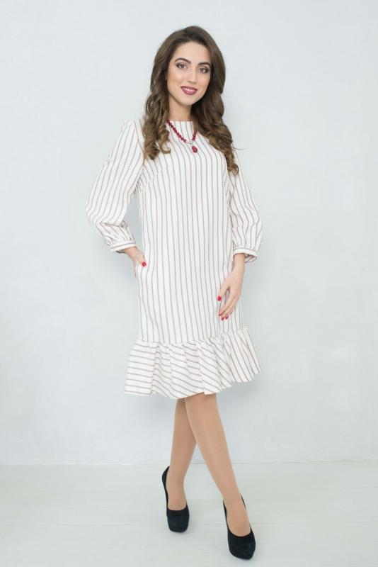 

Сукня в смужку з оборкою внизу 42 білий