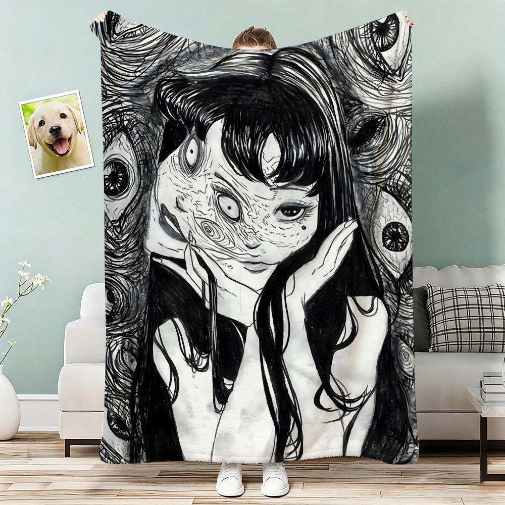 

Junji Ito Tomie Retro Cool Girl Throw Lightweight 240g Flannel Blanket Soft Skin-friendly for Summer Cooling 130x150cm