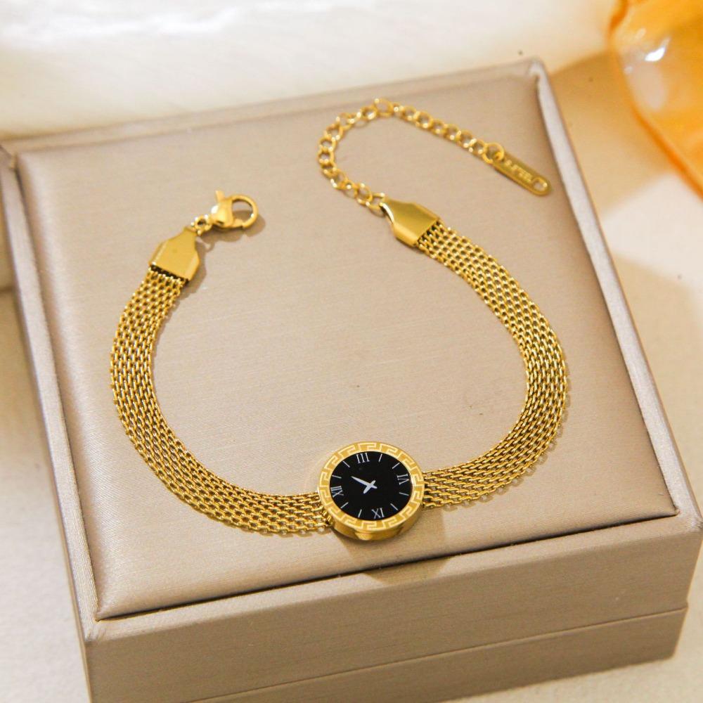 New Four-leaf Clover Bracelet Mesh Watch Bracelet Light Luxury Titanium Steel Watch Strap Chain Jewelry