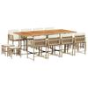 13 Piece Outdoor Dining Set with Beige Cushions Poly Rattan