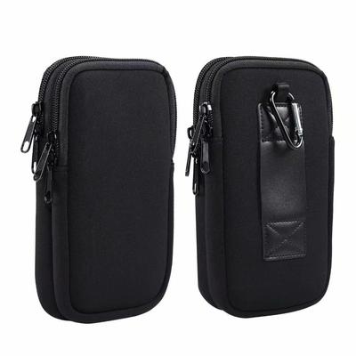 Custodia Neoprene a Doppia Tasca con Clip da Cintura per Due Telefoni Porta Power Bank Per iPhone 16 15 13 12 Pro Max,Samsung S24 S23 A54 Xiaomi Redmi Oppo Borsa da Cintura Porta Attrezzi da Uomo