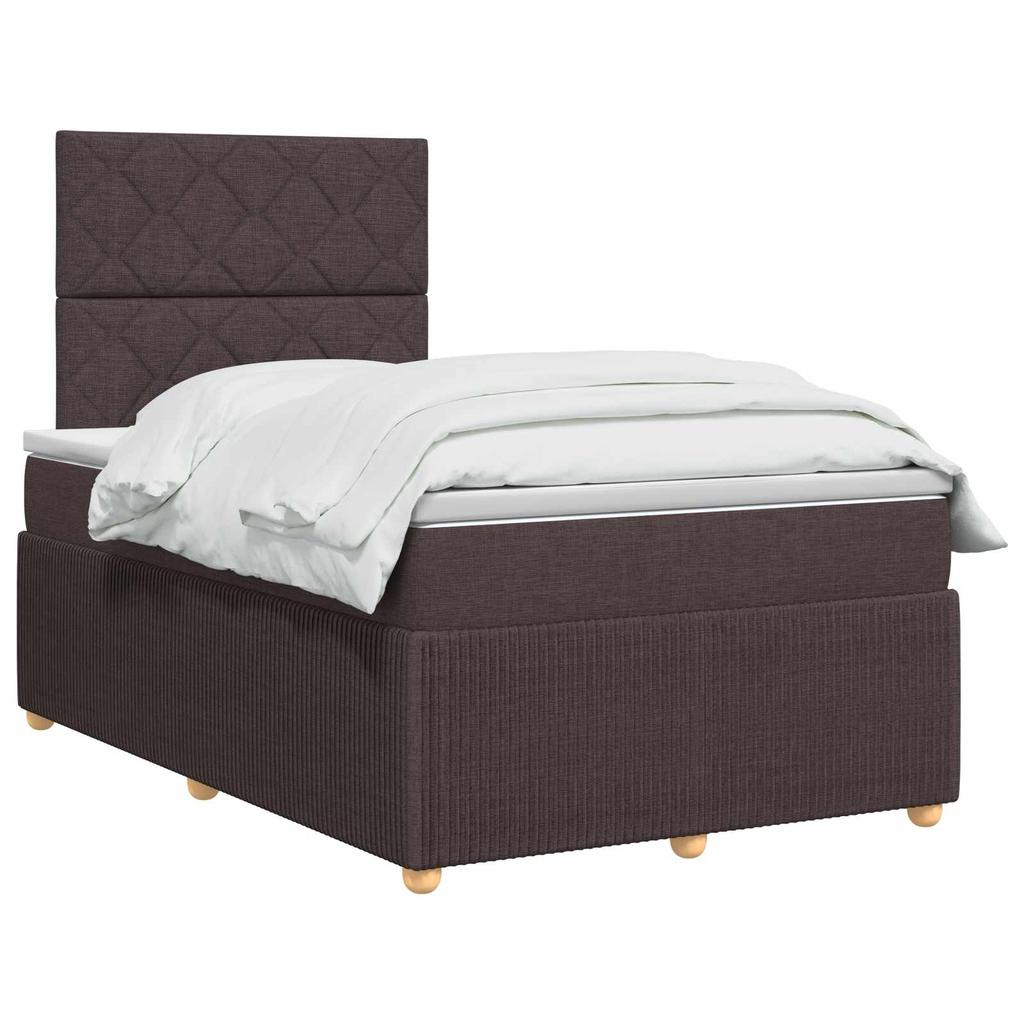 Box Spring Bed with Mattress Dark Brown 120 x 200 cm Fabric