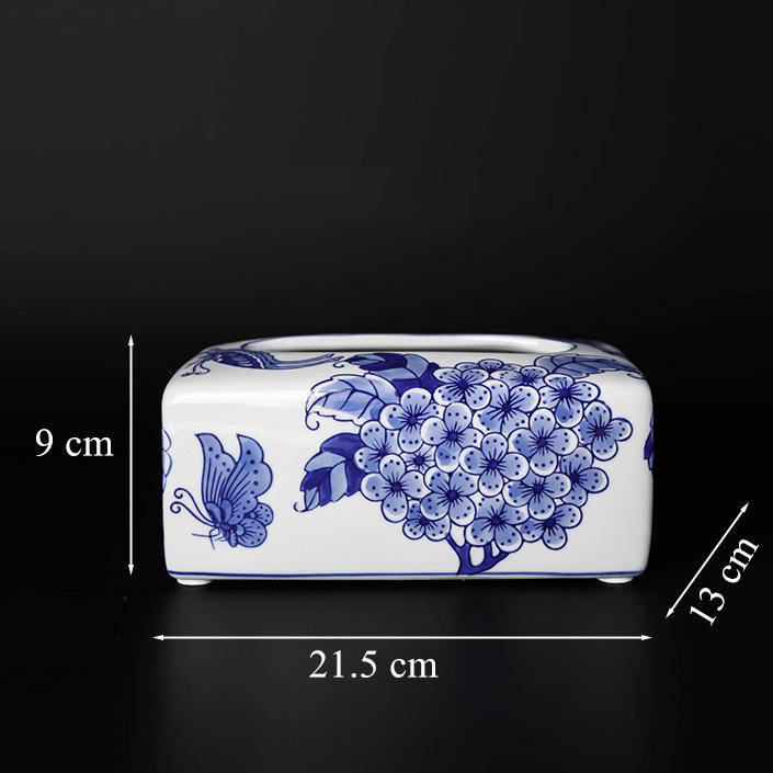 Hand-Painted Blue & White Ceramic Tissue
