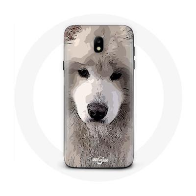 Coque - MANIACASE - Samsung Galaxy J7 2017 - Souple - Gris - Samoyède