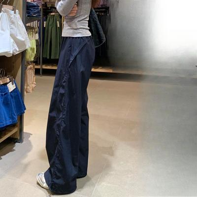 New Navy Blue Quick-drying Overalls Women's Summer Thin Loose Straight Casual Sweatpants