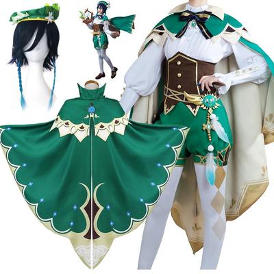 Genshin Etki Cosplay Oyunu Anime Projesi Venti Cosplay Kostümleri kadın Pelerin Üst Şort Kemer Çorap Kravat Tam Set