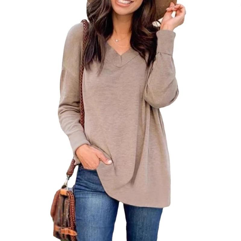 Women S Casual Long Sleeve V Neck T Shirt For Spring Autumn