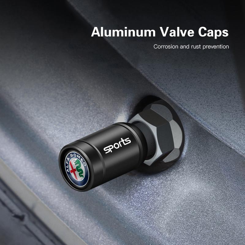 For Alfa Romeo G5084Pcs Car Emblem Wheel Tire Valve Caps Covers Car Accessories For Alfa Romeo Giulia 159 156 Giulietta 147 Volante Tonale Stelvio
