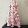 Kurzarm Plus Size Baumwolle Vintage Blumen Neu in Kleidern für Damen lässig locker Maxi langes Sommerkleid