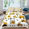 Construction Vehicles Boys Excavator Duvet Cover Yellow Tractor Truck Bedding Set For Teens Boys Old Retro Car Theme Room Decor