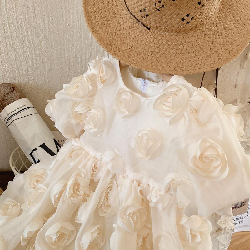 2023 Abito da principessa floreale per ragazze primaverili ed estive Abito da bambina per bambina Abito da compleanno per bambini Moda a maniche corte