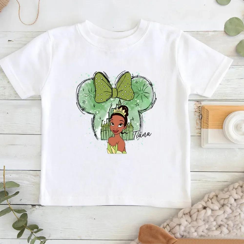 Children's Cute Princess Print T-Shirt, Soft Cartoon Clothing